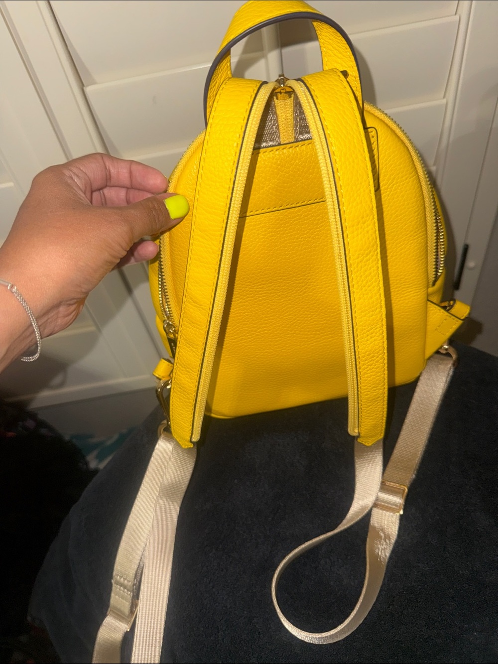 Michael Kors Yellow Studded Mini Backpack - Picture 6 of 6